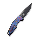 WEKNIFE OAO (One and Only) Flipper Knife Black Titanium Integral Handle With Timascus Inlay (3.4" Black Stonewashed Bevels, Black Brushed Flats CPM 20CV Blade) WE23001-4, With An Extra Left Carry Timascus Pocket Clip And Titanium Insert