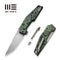 WEKNIFE OAO (One and Only) Flipper Knife Polished Bead Blasted Titanium Integral Handle With Jungle Wear Fat Carbon Fiber Inlay (3.4" Hand Rubbed Satin CPM 20CV Blade) WE23001-3, With An Extra Left Carry Titanium Pocket Clip And Insert