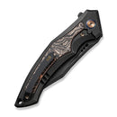 WEKNIFE Orpheus Flipper Knife Black Titanium Integral Handle With Copper Foil Carbon Fiber Inlay (3.48" Black Stonewashed CPM 20CV Blade) WE23009-3