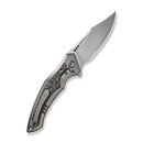 WEKNIFE Orpheus Flipper Knife Gray Titanium Integral Handle With Aluminum Foil Carbon Fiber Inlay (3.48" Hand Rubbed Satin CPM 20CV Blade) WE23009-2