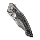 WEKNIFE Orpheus Flipper Knife Gray Titanium Integral Handle With Aluminum Foil Carbon Fiber Inlay (3.48" Hand Rubbed Satin CPM 20CV Blade) WE23009-2