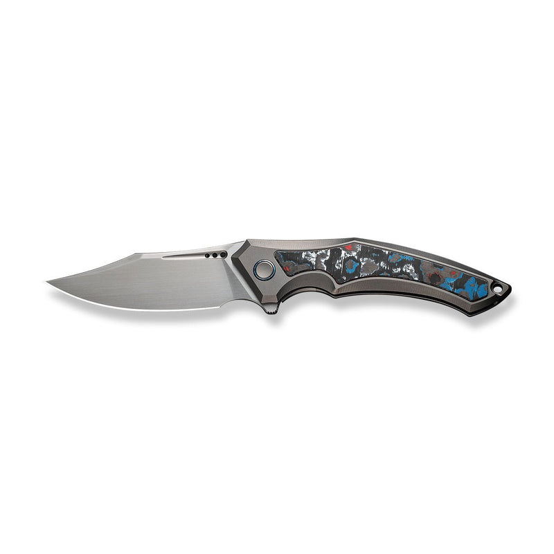 WEKNIFE Orpheus Flipper Knife Gray Titanium Integral Handle With Nebula Fat Carbon Fiber Inlay (3.48" Hand Rubbed Satin CPM 20CV Blade) WE23009-4