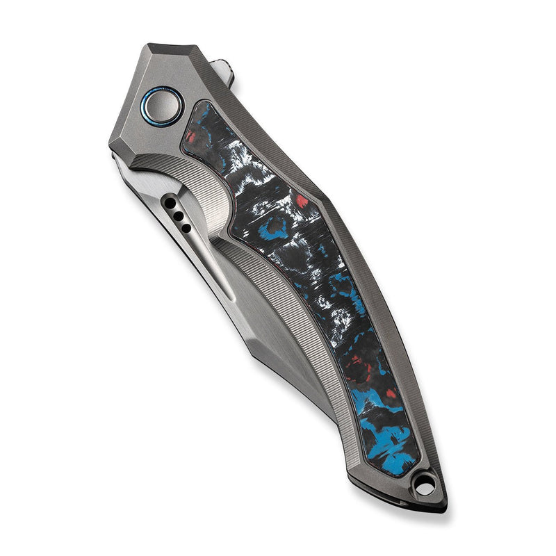 WEKNIFE Orpheus Flipper Knife Gray Titanium Integral Handle With Nebula Fat Carbon Fiber Inlay (3.48" Hand Rubbed Satin CPM 20CV Blade) WE23009-4