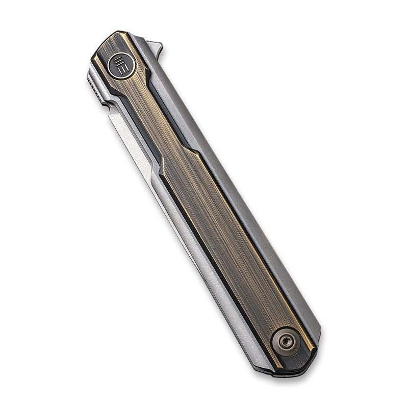 WEKNIFE Peer Flipper Knife Titanium Handle With Brass Overlay (3.46" CPM 20CV Blade) 2015E