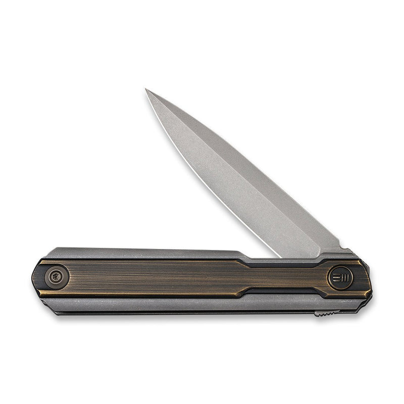 WEKNIFE Peer Flipper Knife Titanium Handle With Brass Overlay (3.46" CPM 20CV Blade) 2015E