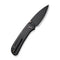 WEKNIFE Qubit Thumb Stud & Button Lock Knife Black Titanium Handle (3.2" Black Stonewashed CPM 20CV Blade) WE22030F-1