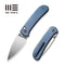 WEKNIFE Qubit Thumb Stud & Button Lock Knife Blue Titanium Handle (3.2" Hand Rubbed Satin CPM 20CV Blade) WE22030F-3