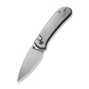 WEKNIFE Qubit Thumb Stud & Button Lock Knife Polished Bead Blasted Titanium Handle (3.2" Polished Bead Blasted CPM 20CV Blade) WE22030F-2