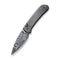 WEKNIFE Qubit Thumb Stud & Button Lock Knife Polished Gray Orange Peel Textured Titanium Handle (3.2" Fafnir Damasteel Blade) WE22030F-DS1