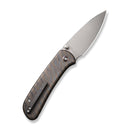 WEKNIFE Qubit Thumb Stud & Button Lock Knife Tiger Stripe Pattern Flamed Titanium Handle (3.2" Gray Stonewashed CPM 20CV Blade) WE22030F-4