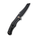WEKNIFE RekkeR Flipper Knife Black Titanium Handle With Diamond Pattern On Presentation Handle (3.61" Black Stonewashed CPM 20CV Blade) WE22010G-1, With An Extra Left Carry Titanium Pocket Clip And Clip Screws