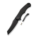 WEKNIFE RekkeR Flipper Knife Black Titanium Handle With Diamond Pattern On Presentation Handle (3.61" Black Stonewashed CPM 20CV Blade) WE22010G-1, With An Extra Left Carry Titanium Pocket Clip And Clip Screws