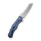 WEKNIFE RekkeR Flipper Knife Blue Titanium Handle With Blue Diamond Pattern On Presentation Handle (3.61" Polished Bead Blasted CPM 20CV Blade) WE22010G-4, With An Extra Left Carry Titanium Pocket Clip And Clip Screws