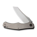 WEKNIFE RekkeR Flipper Knife Polished Bead Blasted Titanium Handle With Diamond Pattern On Presentation Handle (3.61" Polished Bead Blasted CPM 20CV Blade) WE22010G-2, With An Extra Left Carry Titanium Pocket Clip And Clip Screws