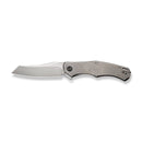 WEKNIFE RekkeR Flipper Knife Polished Bead Blasted Titanium Handle With Diamond Pattern On Presentation Handle (3.61" Polished Bead Blasted CPM 20CV Blade) WE22010G-2, With An Extra Left Carry Titanium Pocket Clip And Clip Screws