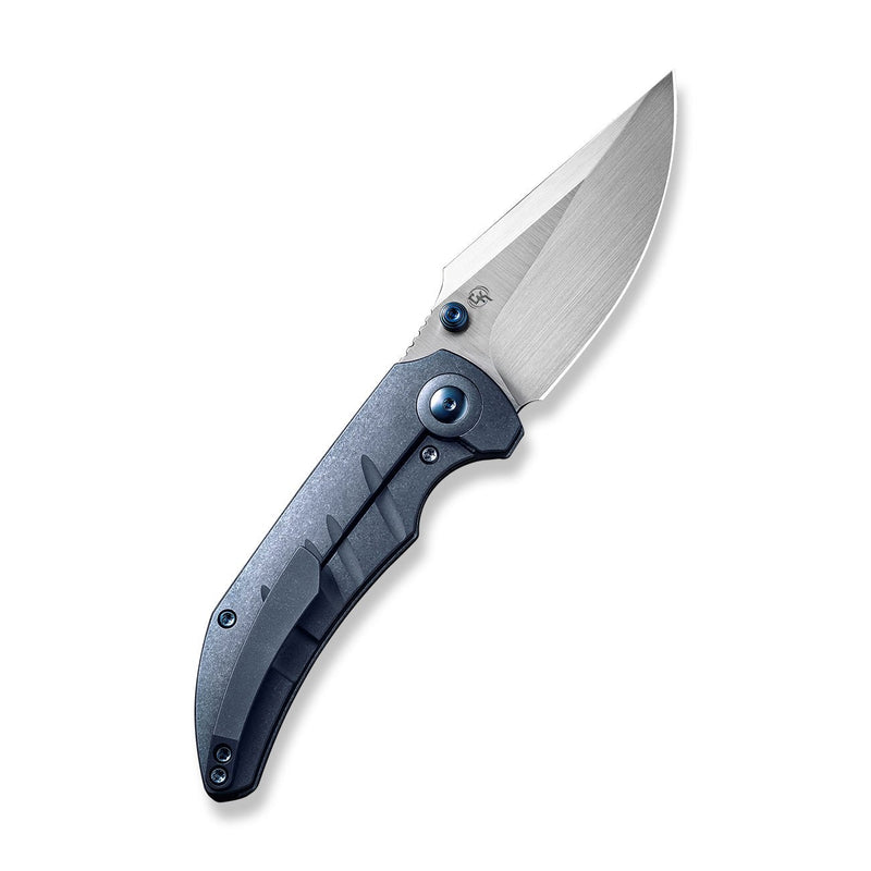 WEKNIFE Riff-Raff Thumb Stud Knife Blue Titanium Handle (3.12" Hand Rubbed Satin CPM 20CV Blade) WE22020B-2