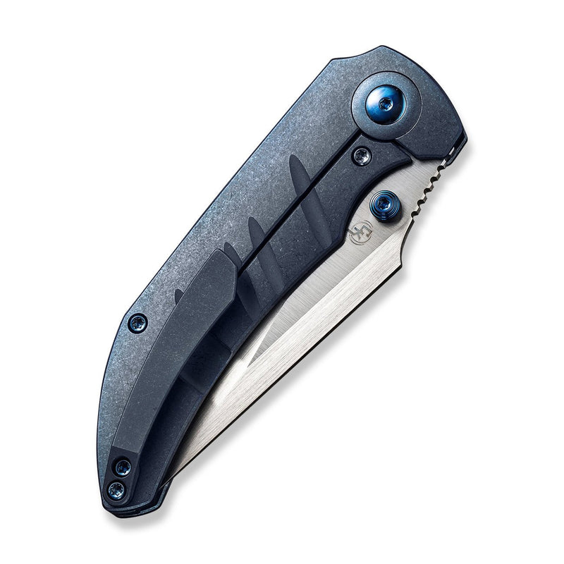 WEKNIFE Riff-Raff Thumb Stud Knife Blue Titanium Handle (3.12" Hand Rubbed Satin CPM 20CV Blade) WE22020B-2