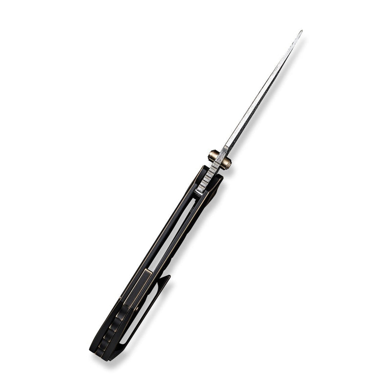 WEKNIFE Riff-Raff Thumb Stud Knife Bronze & Black Titanium Handle (3.12" Heimskringla Damasteel Blade) WE22020B-DS1