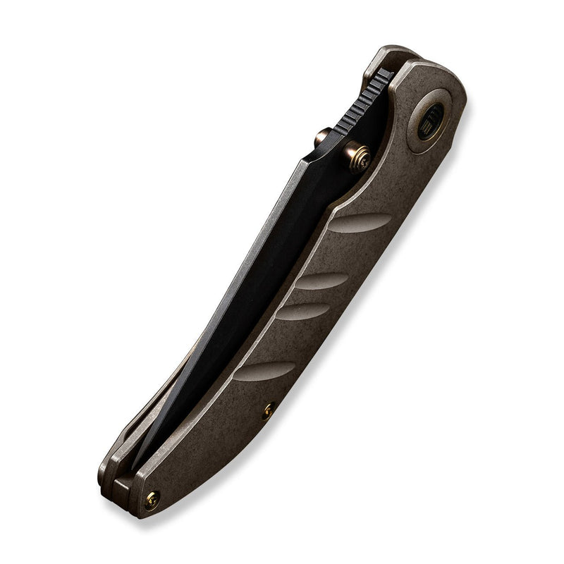 WEKNIFE Riff-Raff Thumb Stud Knife Bronze Titanium Handle (3.12" Black Stonewashed CPM 20CV Blade) WE22020B-1