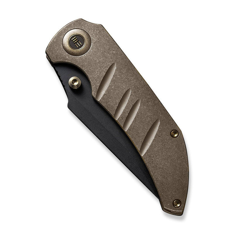 WEKNIFE Riff-Raff Thumb Stud Knife Bronze Titanium Handle (3.12" Black Stonewashed CPM 20CV Blade) WE22020B-1