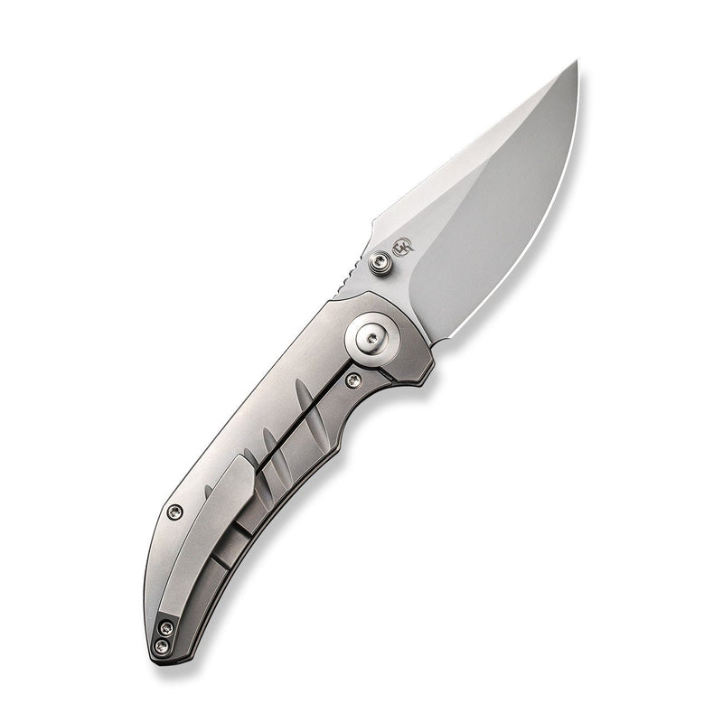 WEKNIFE Riff-Raff Thumb Stud Knife Polished Bead Blasted Titanium Handle (3.12" Polished Bead Blasted CPM 20CV Blade) WE22020B-4