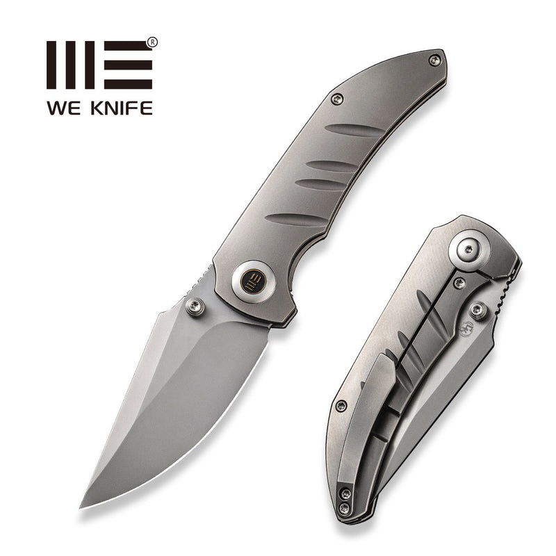 WEKNIFE Riff-Raff Thumb Stud Knife Polished Bead Blasted Titanium Handle (3.12" Polished Bead Blasted CPM 20CV Blade) WE22020B-4