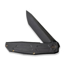 WEKNIFE Shadowfire Flipper Knife Black Titanium Handle (3.97" Black Stonewashed Bevels, Black Brushed Flats CPM 20CV Blade) WE22035-1