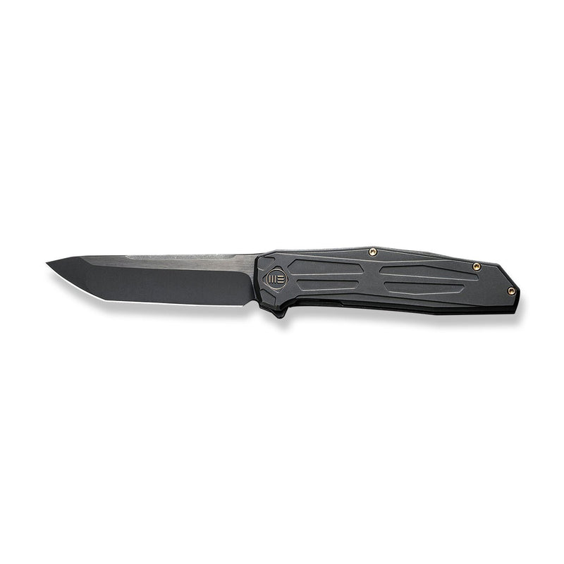 WEKNIFE Shadowfire Flipper Knife Black Titanium Handle (3.97" Black Stonewashed Bevels, Black Brushed Flats CPM 20CV Blade) WE22035-1