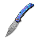 WEKNIFE Snick Flipper Knife Titanium Handle With Timascus Inlay (3.47" Damasteel Blade) WE19022F-DS1