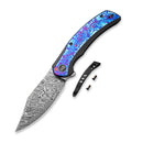 WEKNIFE Snick Flipper Knife Titanium Handle With Timascus Inlay (3.47" Damasteel Blade) WE19022F-DS1