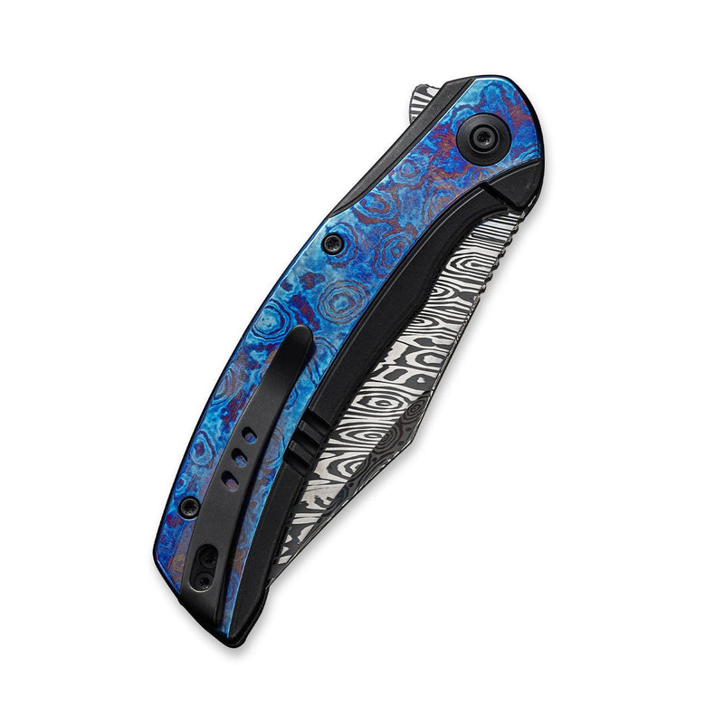 WEKNIFE Snick Flipper Knife Titanium Handle With Timascus Inlay (3.47" Damasteel Blade) WE19022F-DS1