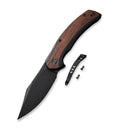 WEKNIFE Snick Flipper Knife Titanium Handle With Wood Inlay (3.47" CPM 20CV Blade) WE19022F-3
