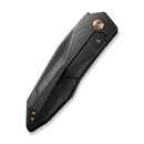 WEKNIFE Solid Flipper Knife Black Stonewashed With Etching Pattern Titanium Integral Handle (3.88" Black Stonewashed With Etching Pattern CPM 20CV Blade) WE22028-5