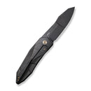 WEKNIFE Solid Flipper Knife Black Stonewashed With Etching Pattern Titanium Integral Handle (3.88" Black Stonewashed With Etching Pattern CPM 20CV Blade) WE22028-5