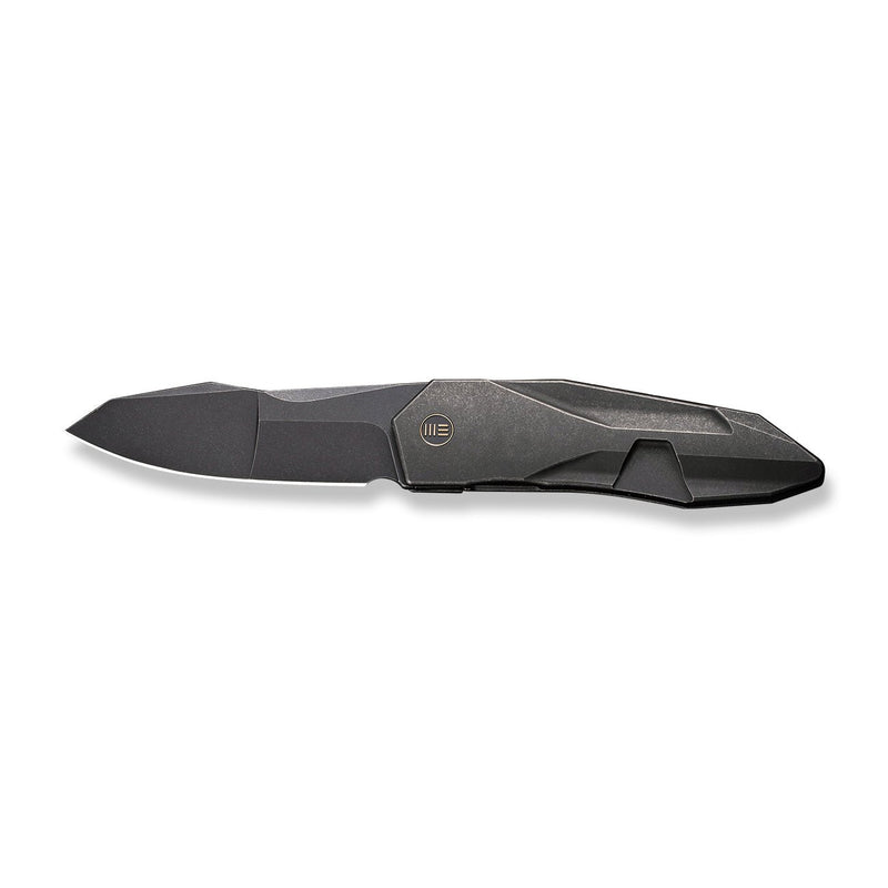 WEKNIFE Solid Flipper Knife Black Titanium Integral Handle (3.88" Black Stonewashed CPM 20CV Blade) WE22028-1