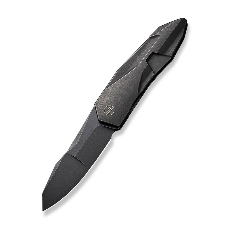 WEKNIFE Solid Flipper Knife Black Titanium Integral Handle (3.88" Black Stonewashed CPM 20CV Blade) WE22028-1