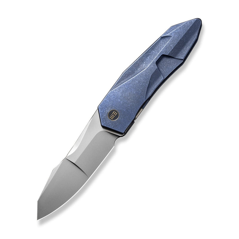 WEKNIFE Solid Flipper Knife Blue Titanium Integral Handle (3.88" Polished Bead Blasted CPM 20CV Blade) WE22028-4