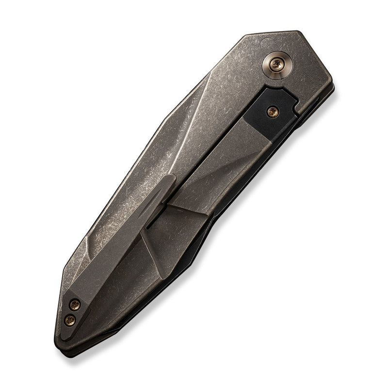 WEKNIFE Solid Flipper Knife Bronze Titanium Integral Handle (3.88" Black Stonewashed CPM 20CV Blade) WE22028-3