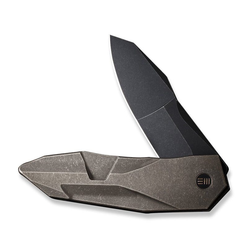 WEKNIFE Solid Flipper Knife Bronze Titanium Integral Handle (3.88" Black Stonewashed CPM 20CV Blade) WE22028-3