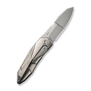 WEKNIFE Solid Flipper Knife Polished Bead Blasted Titanium Integral Handle (3.88" Polished Bead Blasted CPM 20CV Blade) WE22028-2