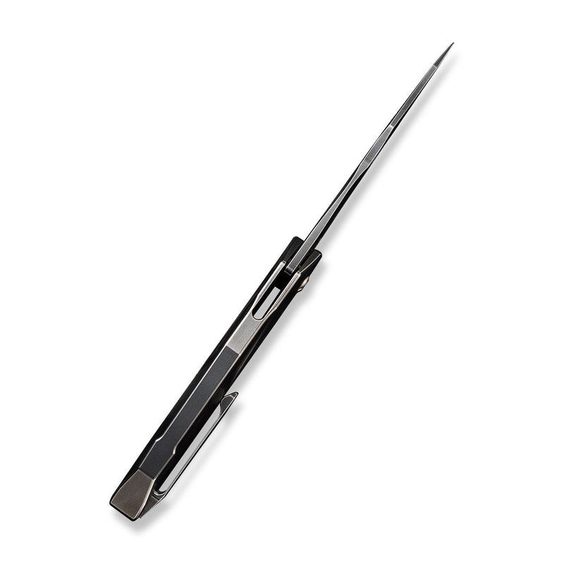 WEKNIFE Solid Flipper Knife Polished Gray Titanium Integral Handle (3.88" Polished Gray CPM 20CV Blade) WE22028-6