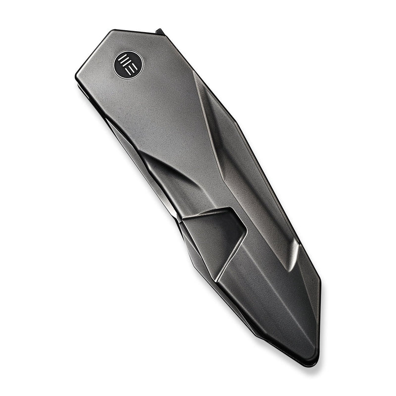 WEKNIFE Solid Flipper Knife Polished Gray Titanium Integral Handle (3.88" Polished Gray CPM 20CV Blade) WE22028-6