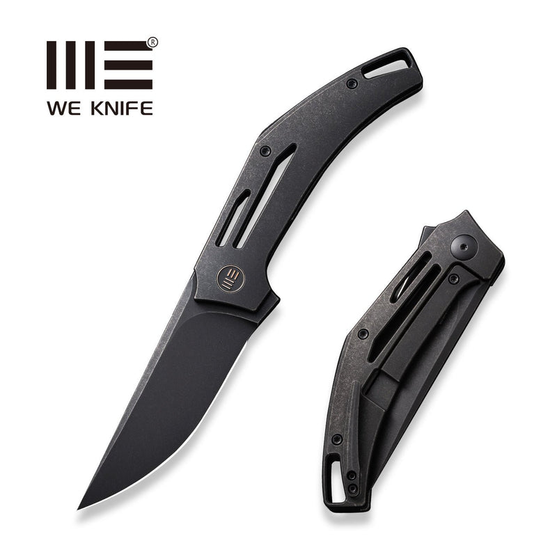WEKNIFE Speedliner Flipper Knife Black Titanium Handle (3.39" Black Stonewashed CPM 20CV Blade) WE22045C-1