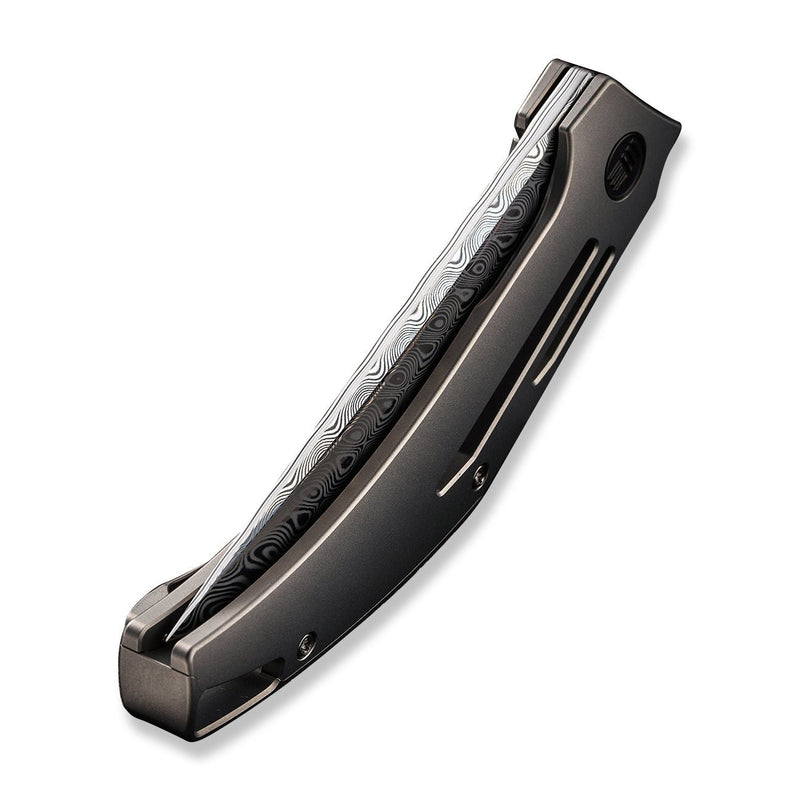 WEKNIFE Speedliner Flipper Knife Gray Titanium Handle (3.39" Hakkapella Damasteel Blade) WE22045C-DS1