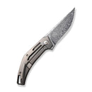 WEKNIFE Speedliner Flipper Knife Gray Titanium Handle (3.39" Hakkapella Damasteel Blade) WE22045C-DS1