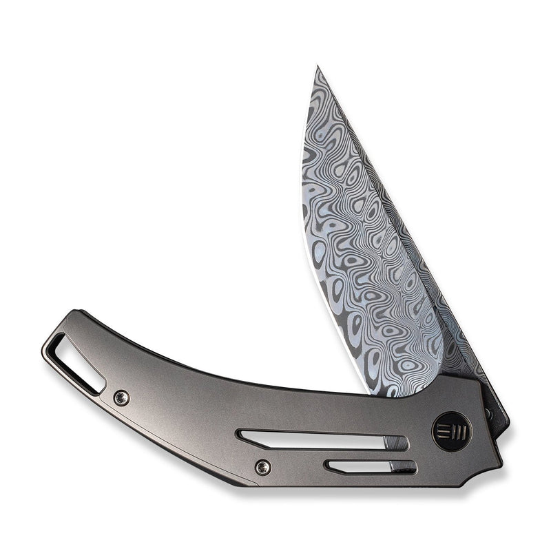 WEKNIFE Speedliner Flipper Knife Gray Titanium Handle (3.39" Hakkapella Damasteel Blade) WE22045C-DS1