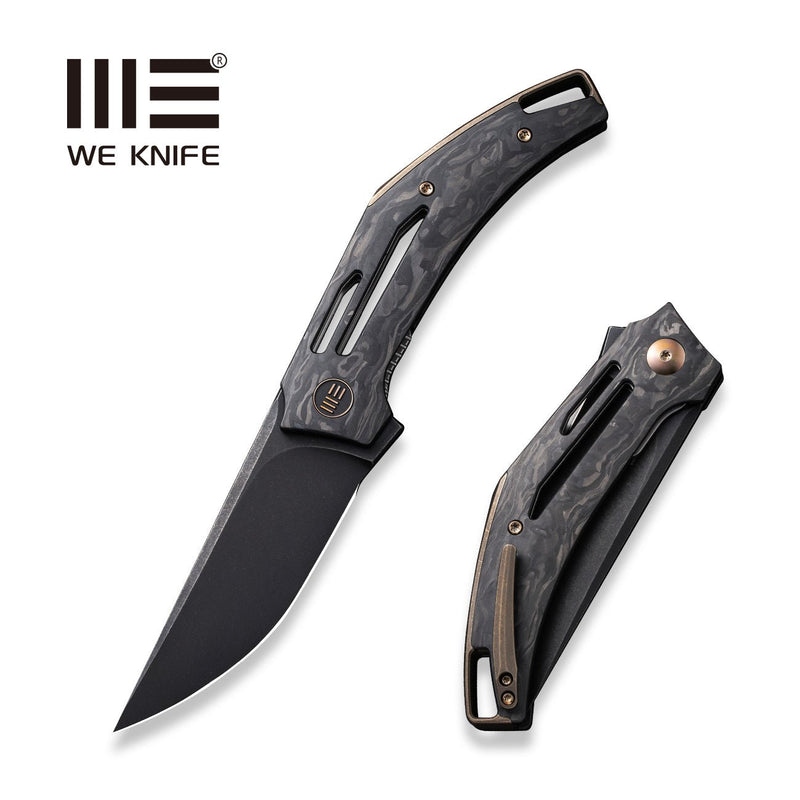 WEKNIFE Speedliner Flipper Knife Shredded Carbon Fiber Handle (3.39" Black Stonewashed CPM 20CV Blade) WE22045B-2