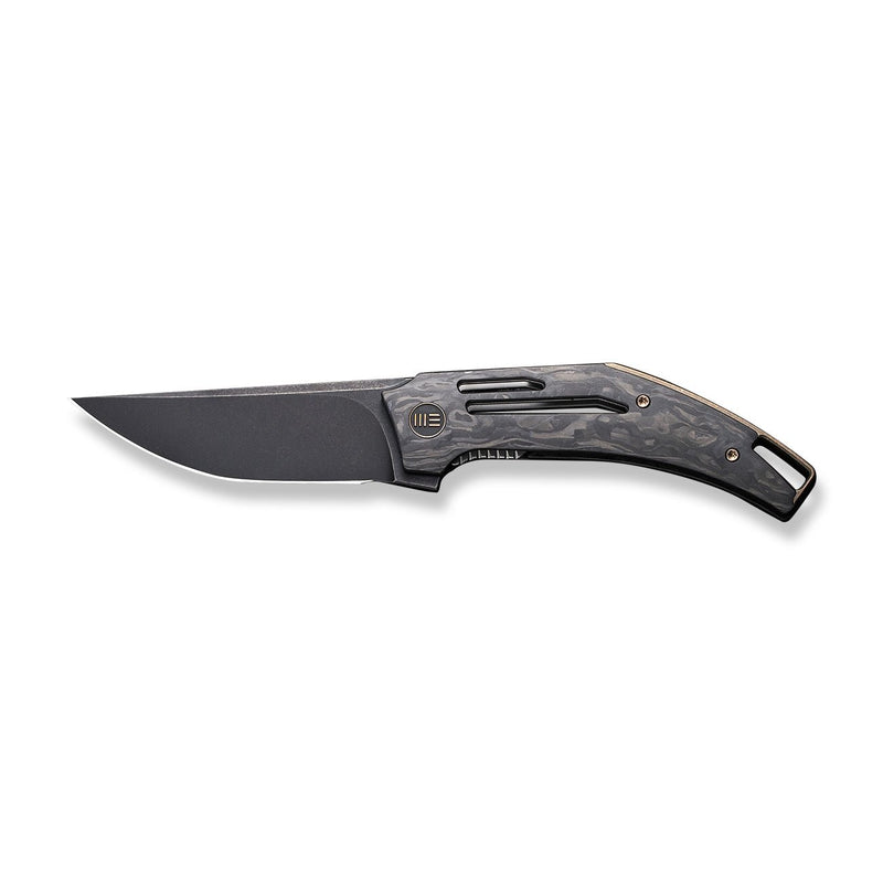 WEKNIFE Speedliner Flipper Knife Shredded Carbon Fiber Handle (3.39" Black Stonewashed CPM 20CV Blade) WE22045B-2