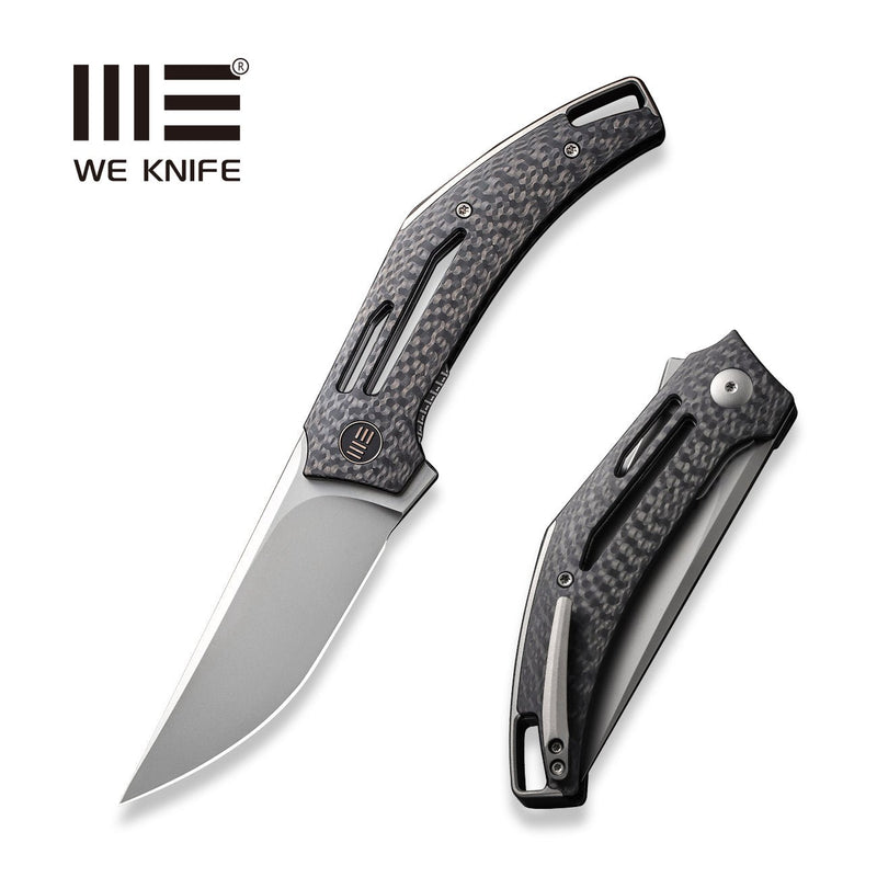 WEKNIFE Speedliner Flipper Knife Twill Carbon Fiber Handle (3.39" Silver Bead Blasted CPM 20CV Blade) WE22045B-1