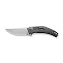 WEKNIFE Speedliner Flipper Knife Twill Carbon Fiber Handle (3.39" Silver Bead Blasted CPM 20CV Blade) WE22045B-1